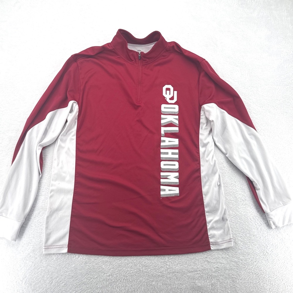 Crimson Oklahoma Sooners NCAA‎ Quarter 1/4 Zip Pullover Mens Large Athletic